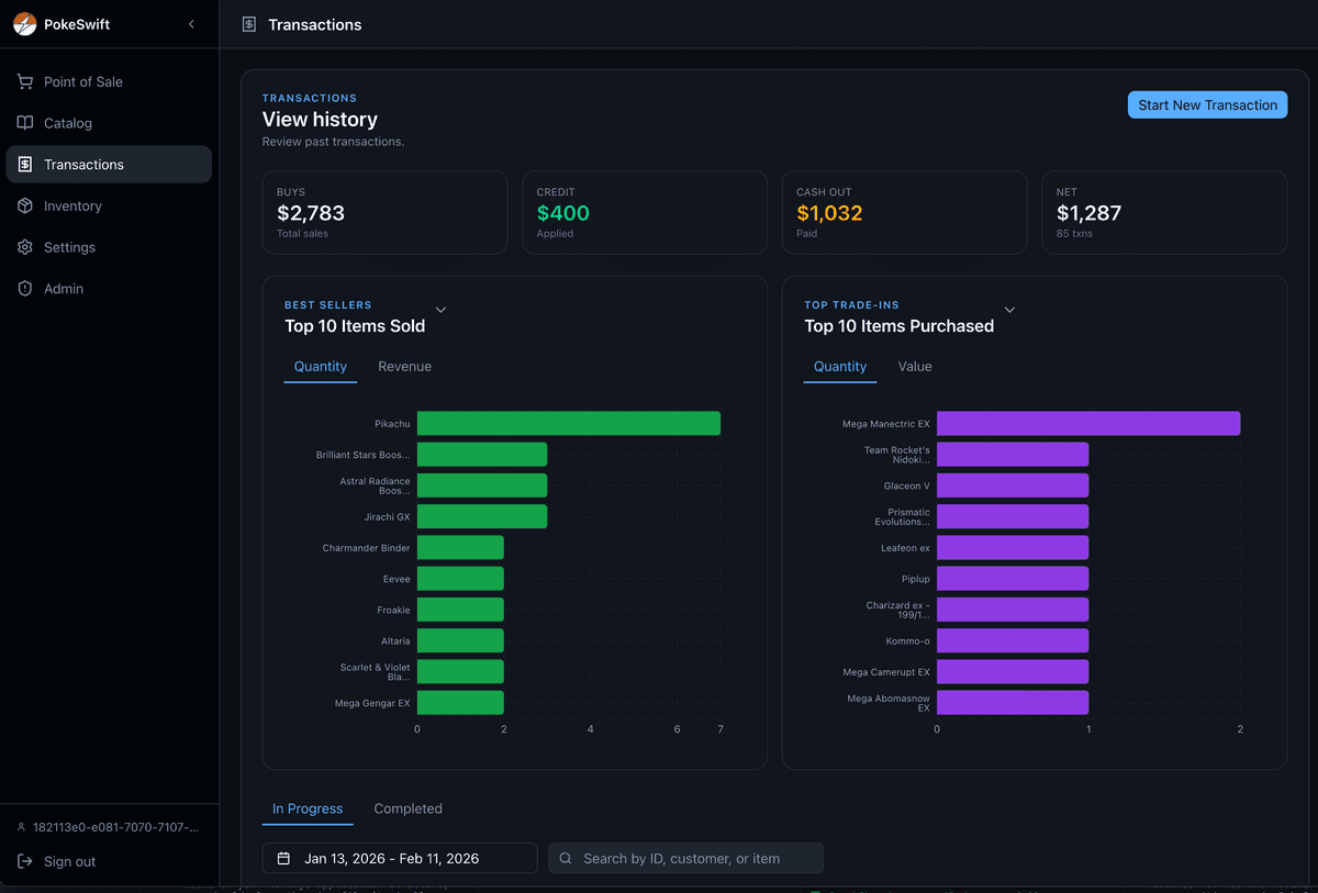 Web transaction history management